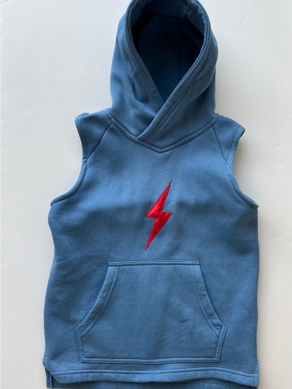 Bruce Bolt Baby Blue Red Bolt Cutoff Hoodie Youth Size L